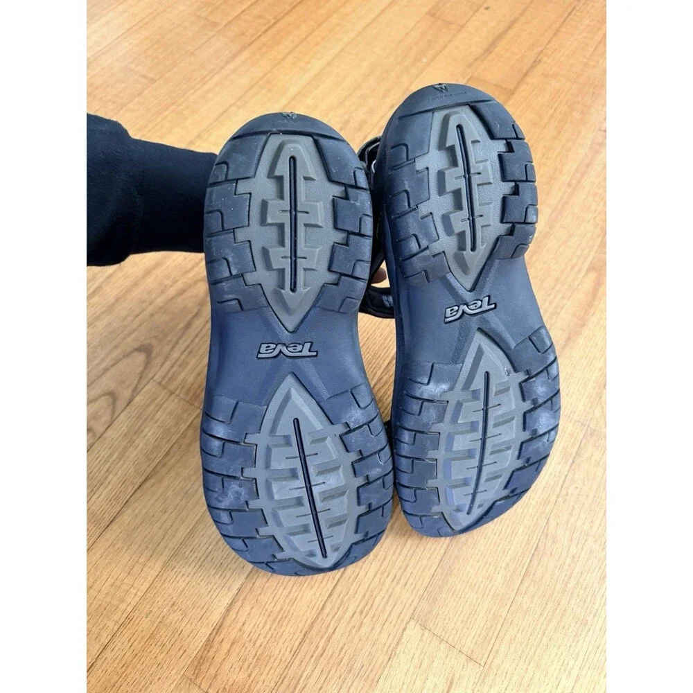 EUC Teva Minam Mens 11 Black Sports Adjustable Strappy Hook And Loop Sandal 4289